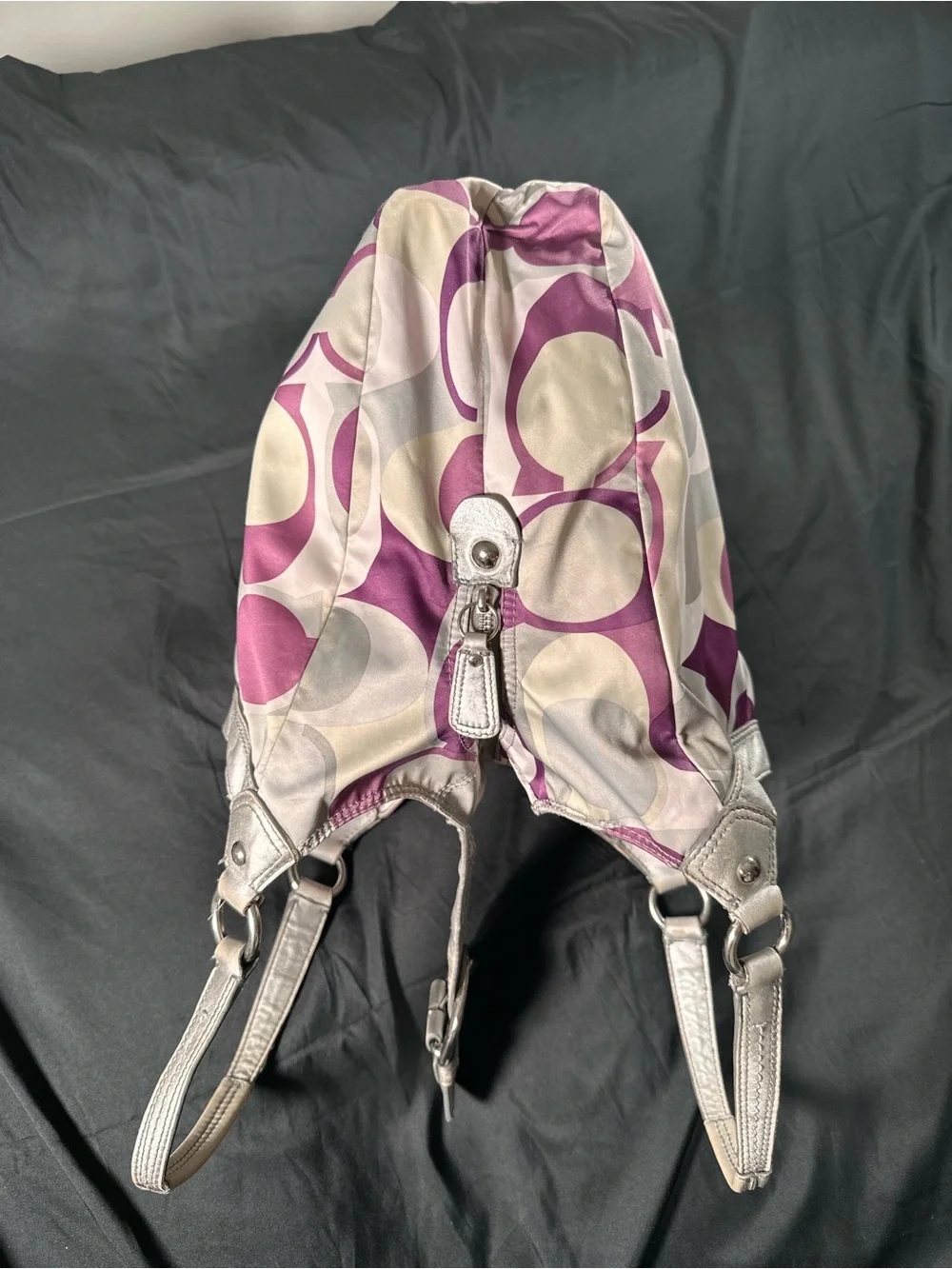 Coach Soho Scarf Print Shoulder Bag Purple Gray Silver Retro Y2K F17135 Vintage